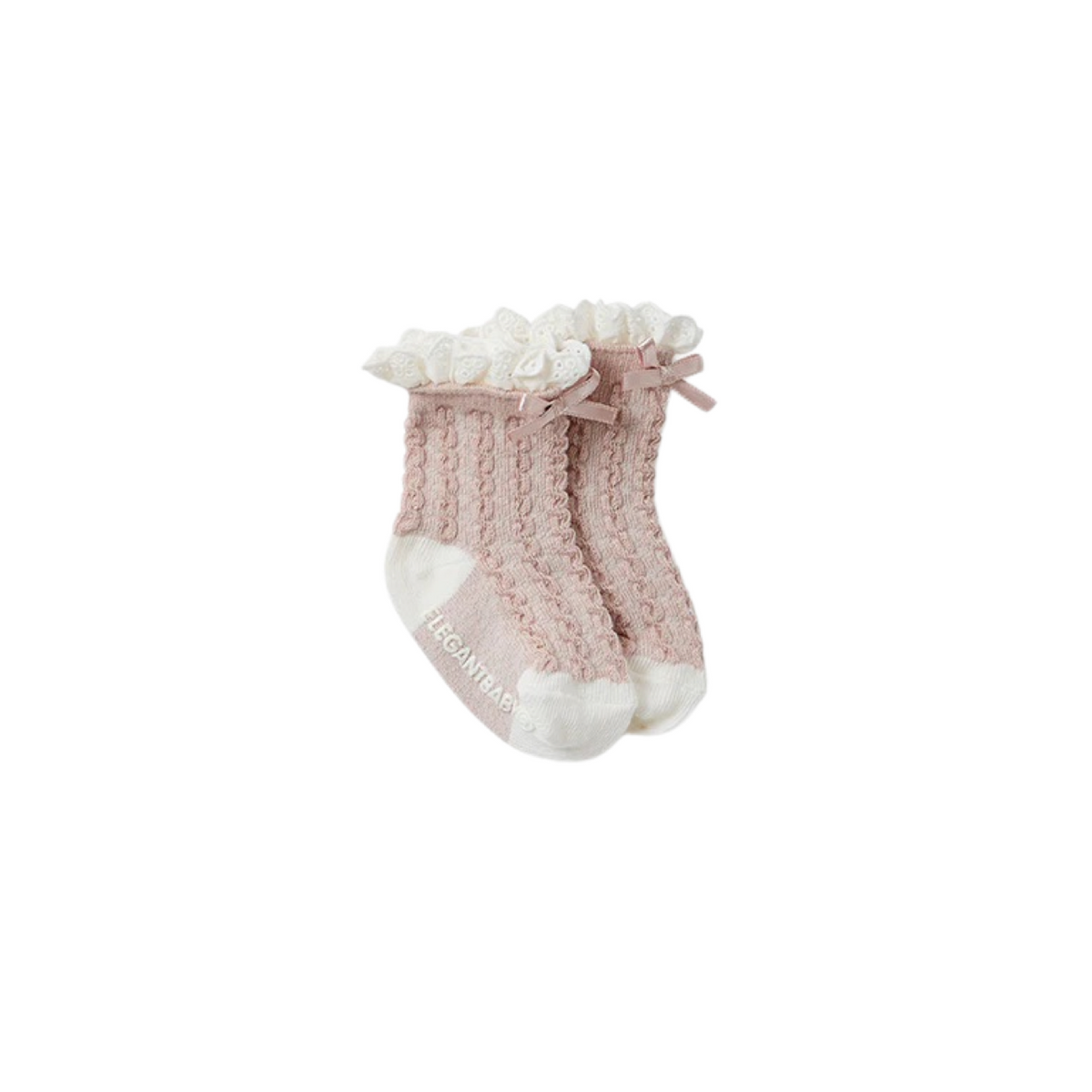 Pink Cable Knit Non-Slip Socks