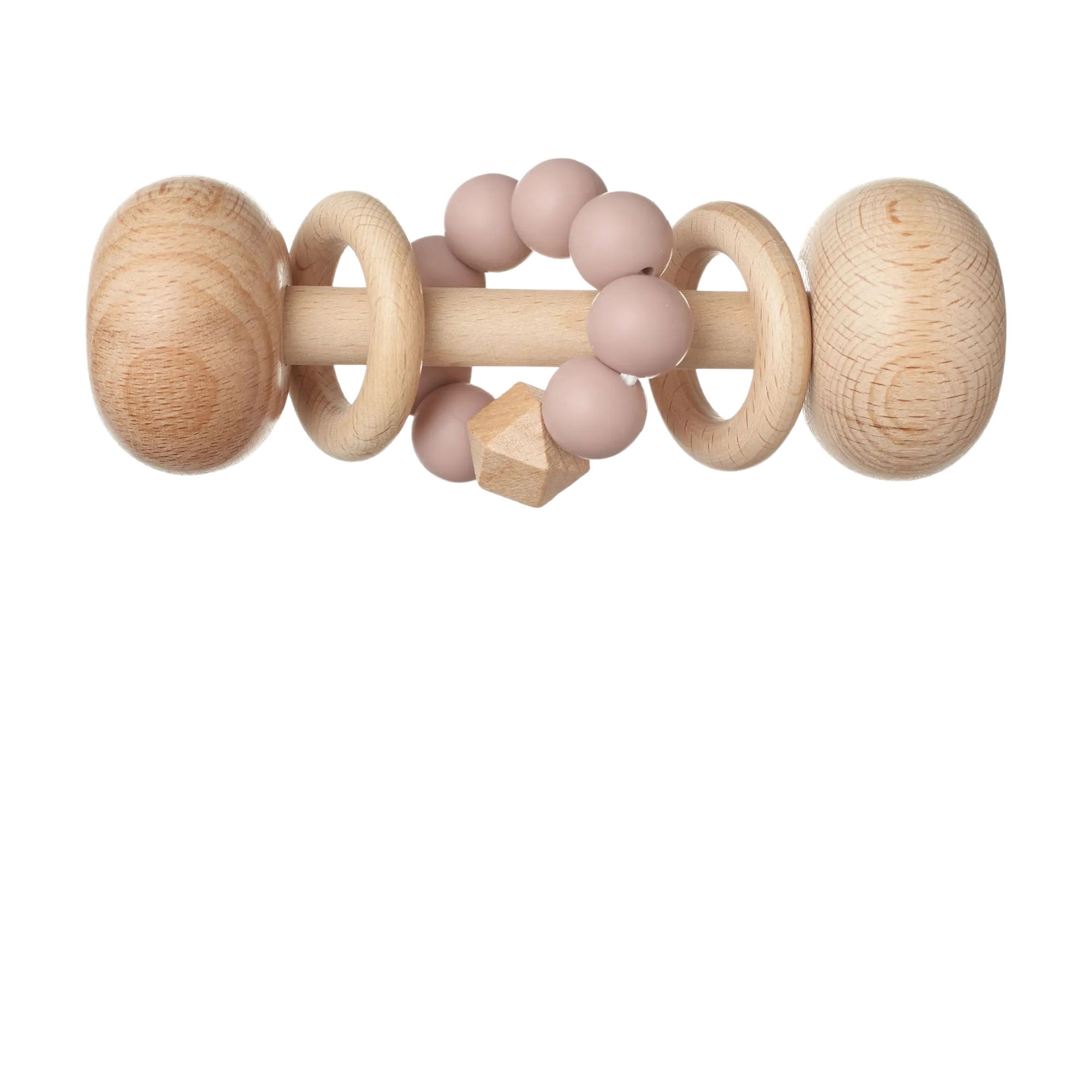 Wooden Rattle Toy With Silicone Beads