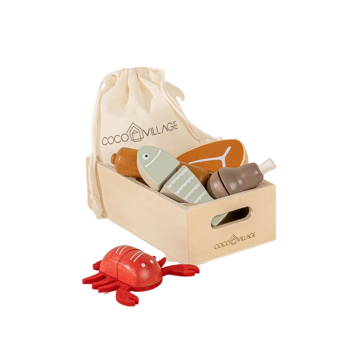 Wooden Meat &amp; Fish Playset