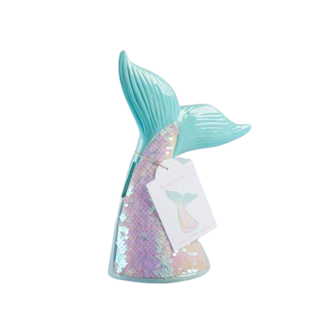 Reversible Sequin Mermaid Tail Porcelain Bank