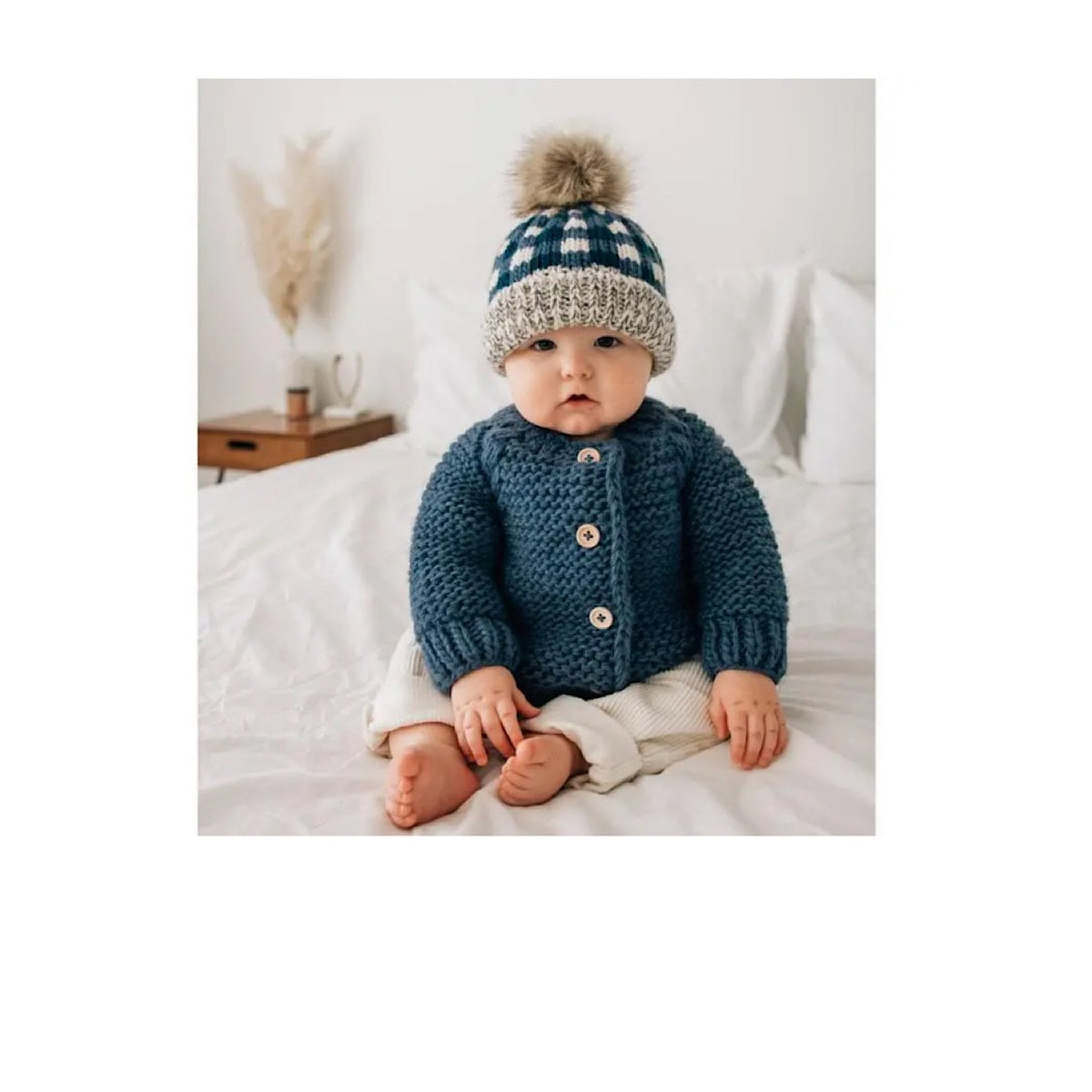 Atlantic Blue Buffalo Plaid Pom Beanie