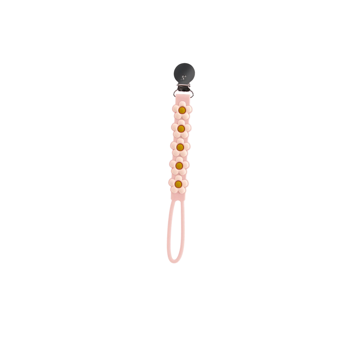 Beadless Pacifier Clip Daisy Pink