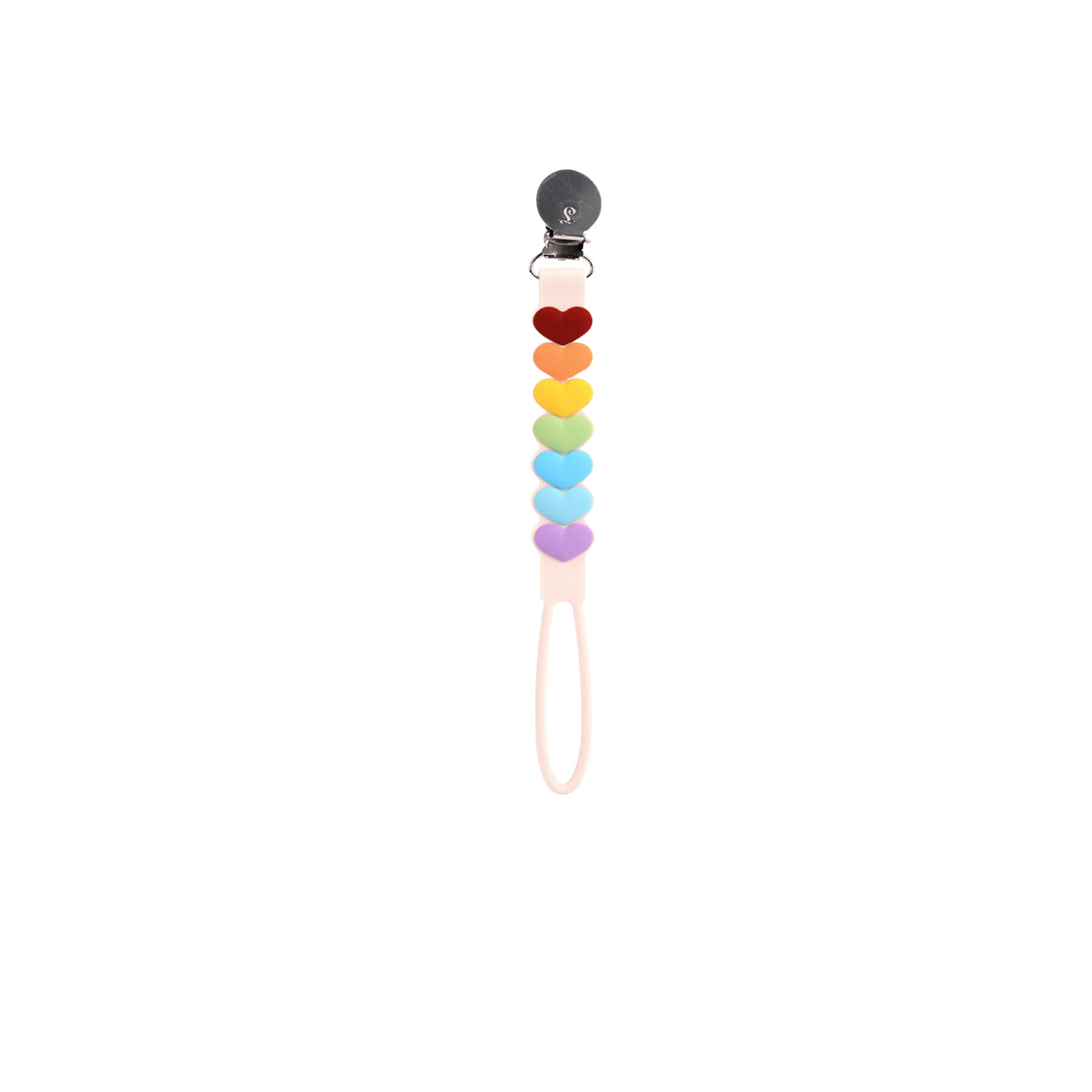 Beadless Pacifier Clip Sweetheart Rainbow