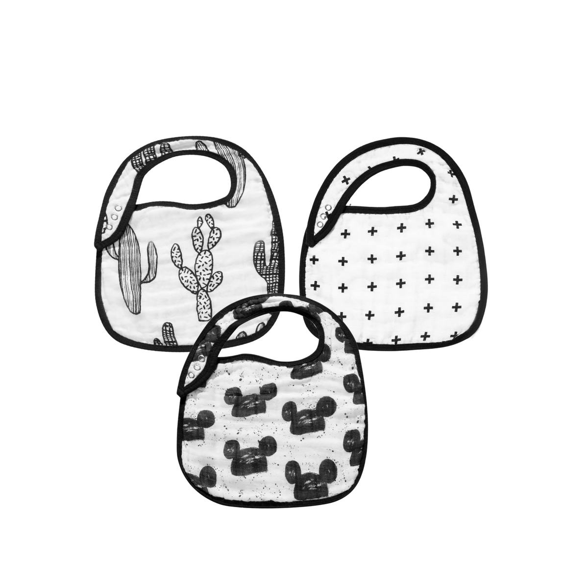 Black + White Organic Cotton Muslin Bibs