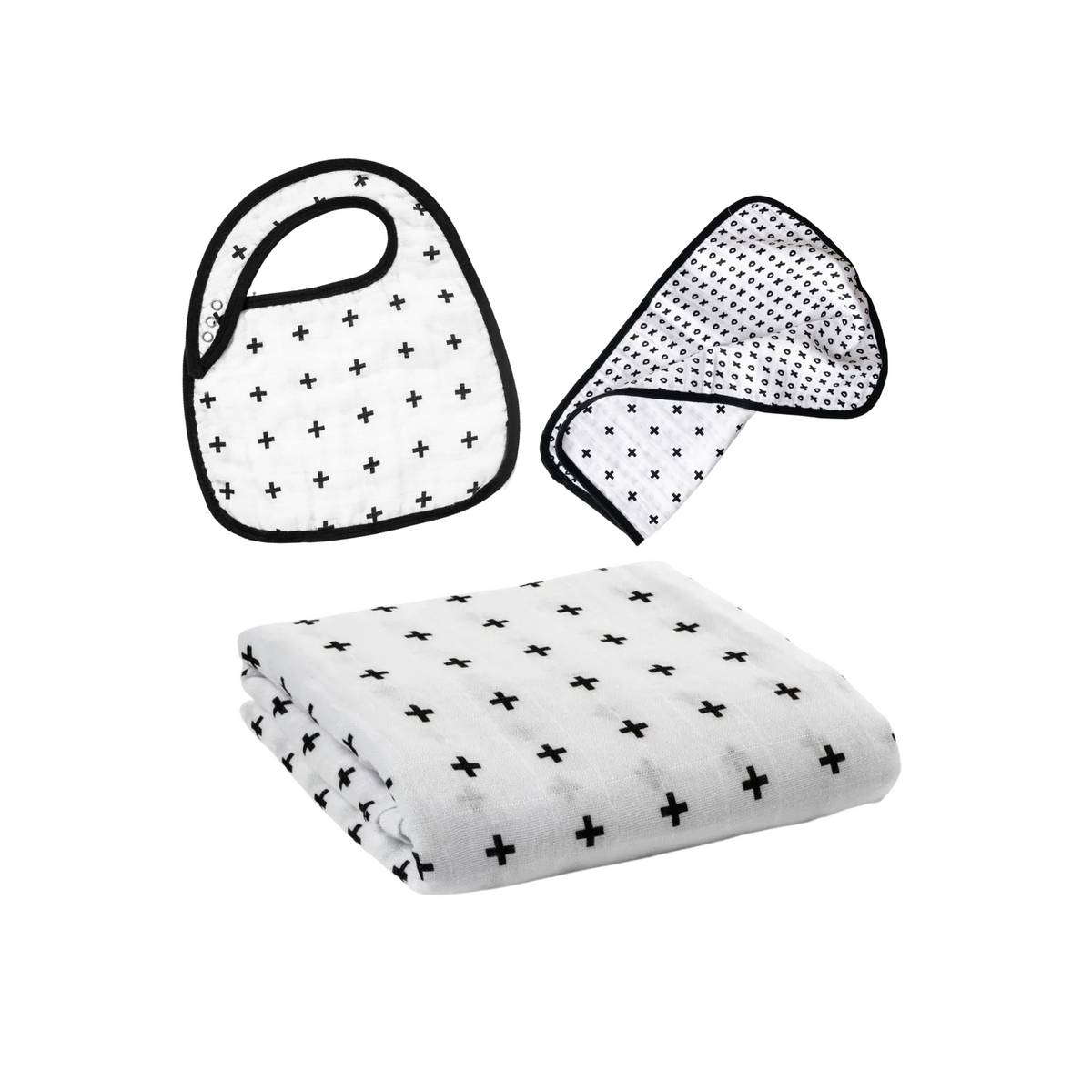 Black + White Organic Cotton Muslin Swaddles