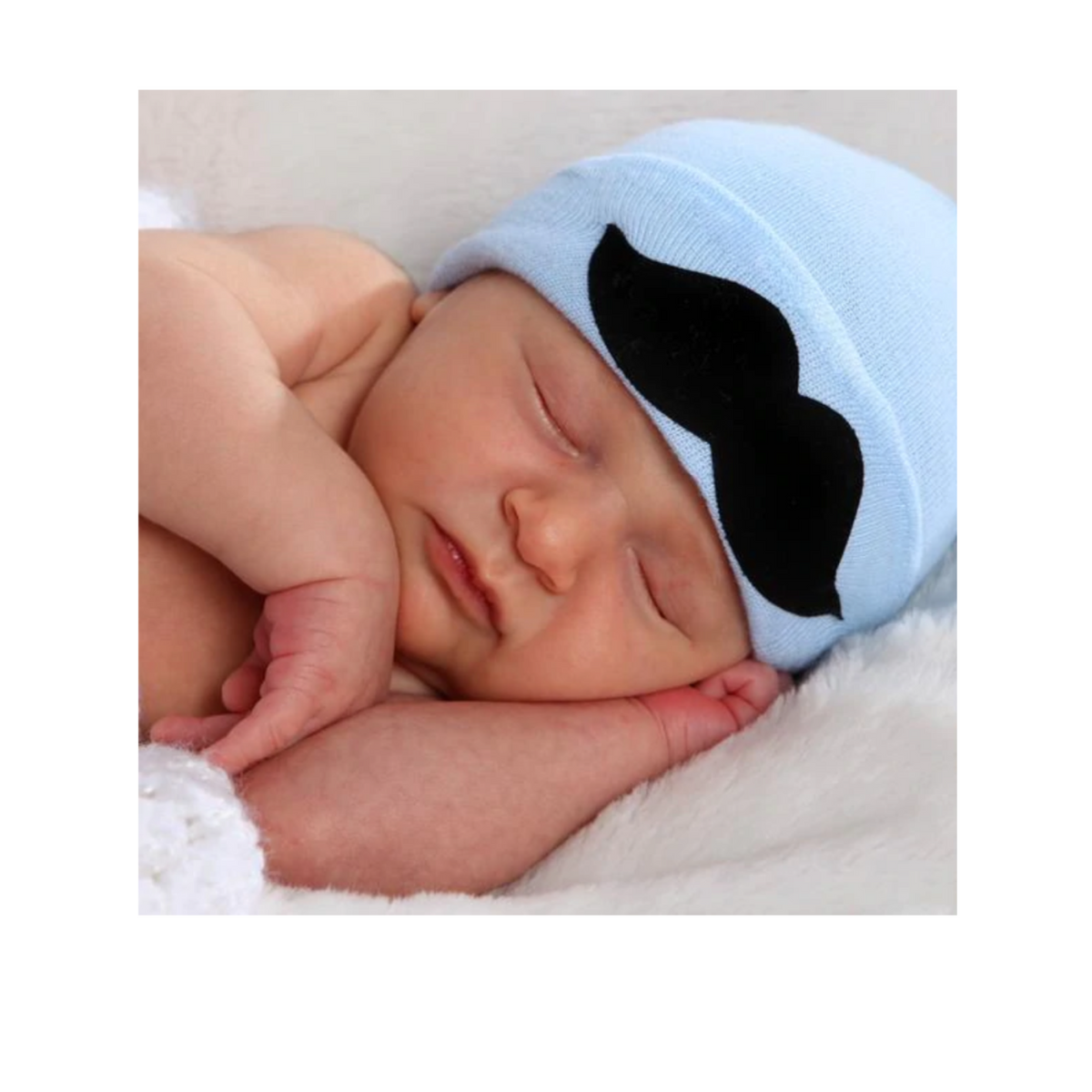 Blue Mustache Beanie
