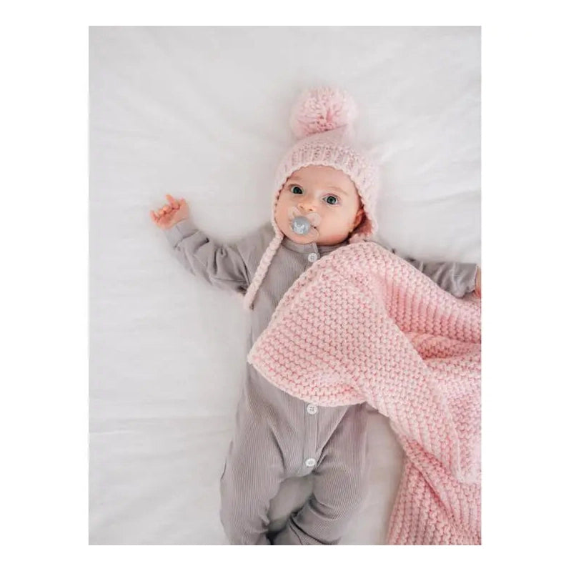 Blush Garter Stitch Knit Blanket