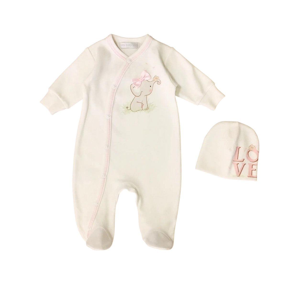 Bow Tie Elephant Preemie Footie + Hat set