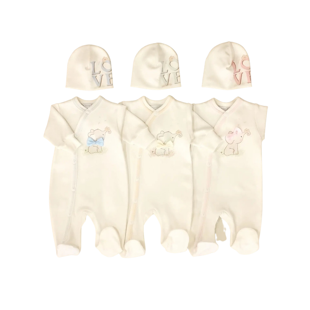 Bow Tie Elephant Preemie Footie + Hat set