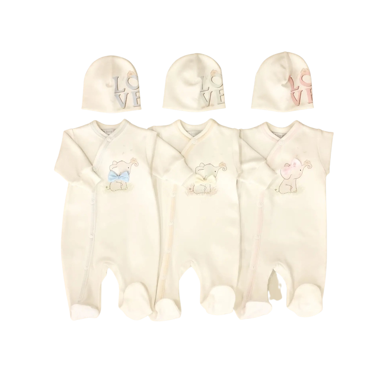 Bow Tie Elephant Preemie Footie + Hat set