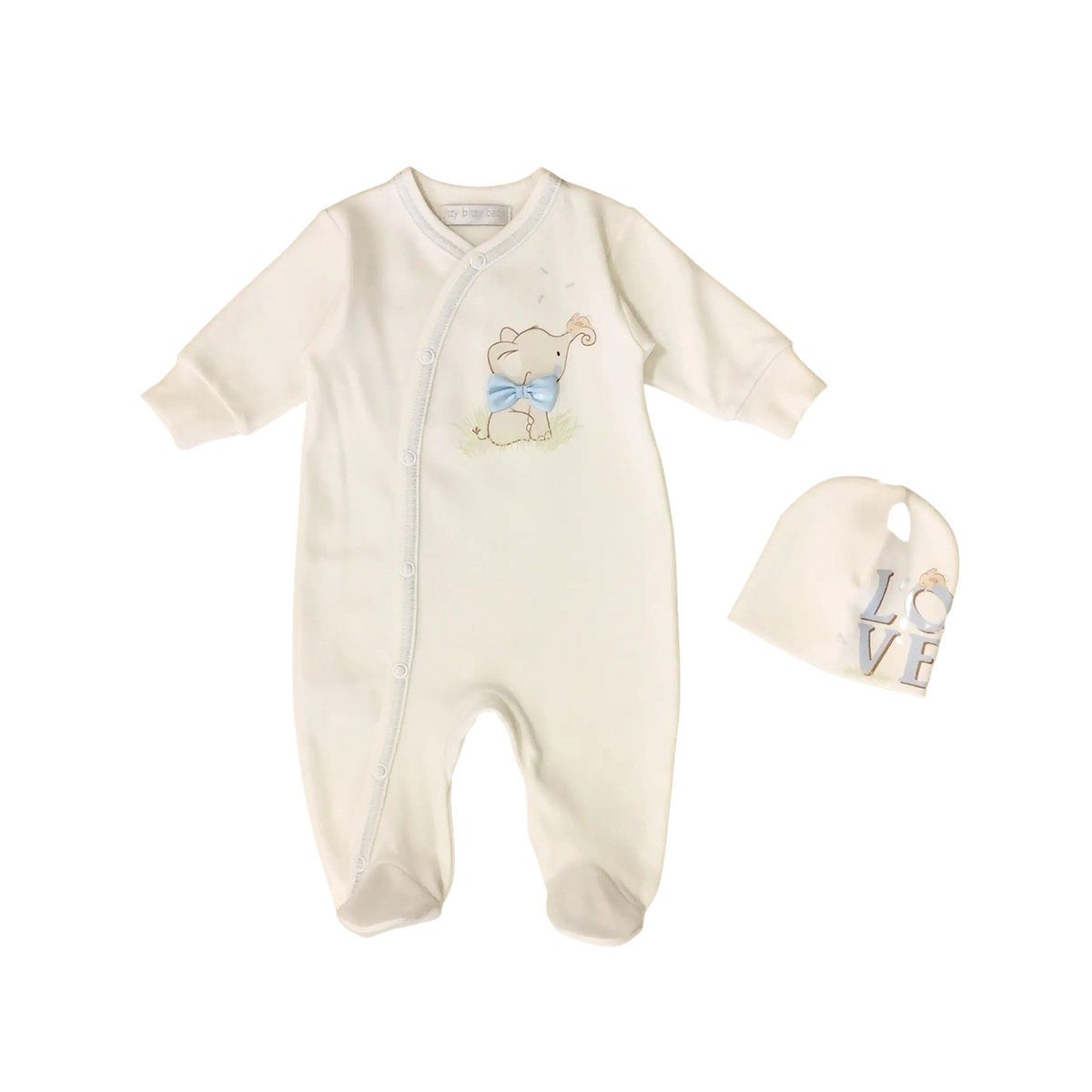 Bow Tie Elephant Preemie Footie + Hat set