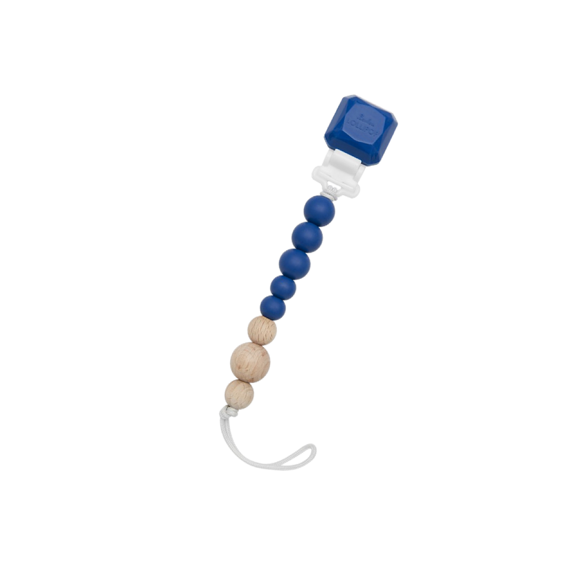 Colour Pop Wood &amp; Silicone Blue Pacifier Clip