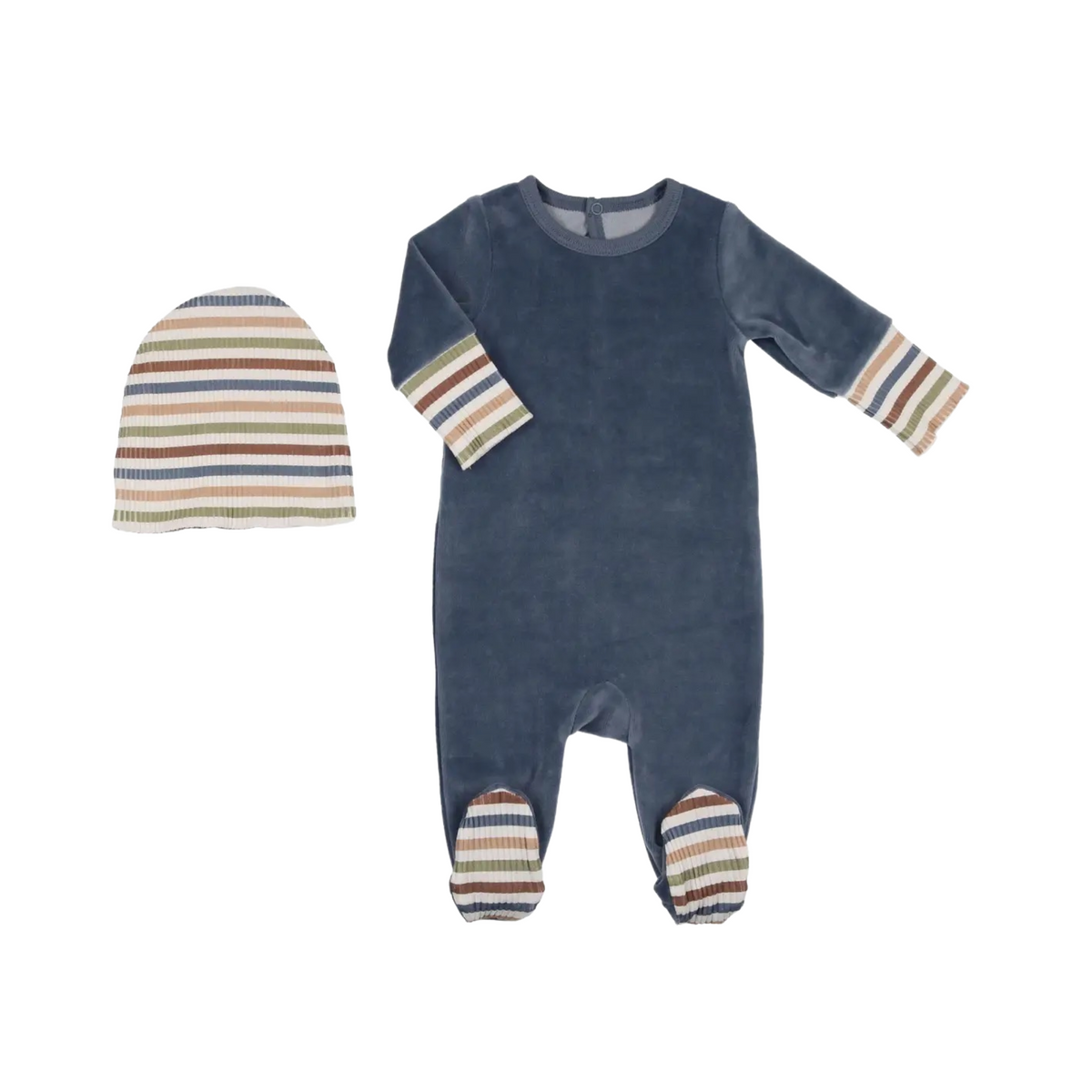 Stripe A Chord Footie And Hat Set Blue