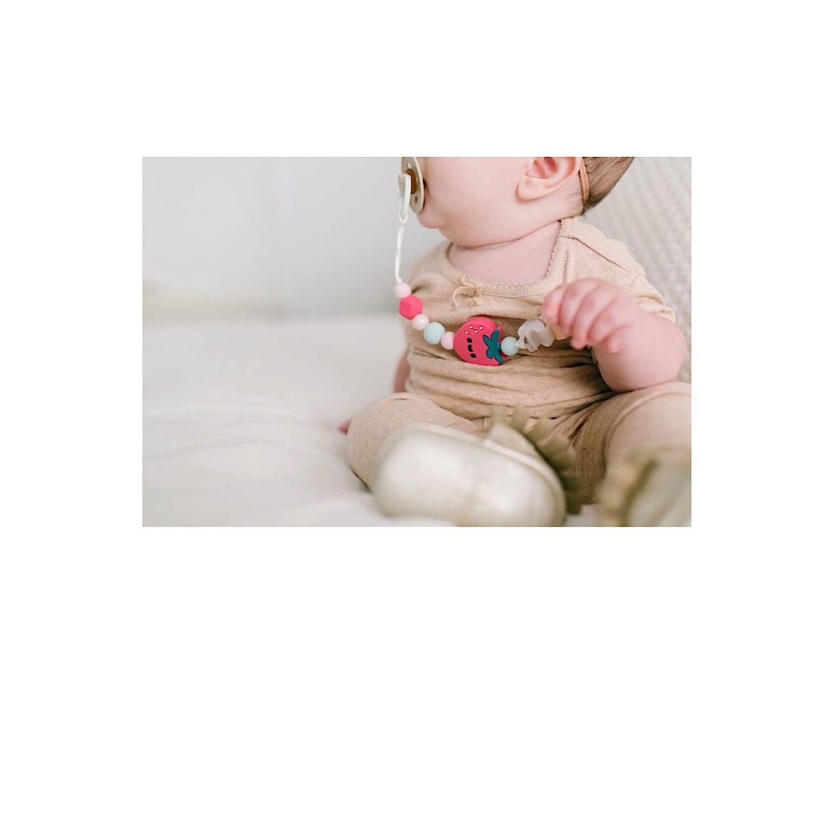 Darling Strawberry Silicone Pacifier Clip