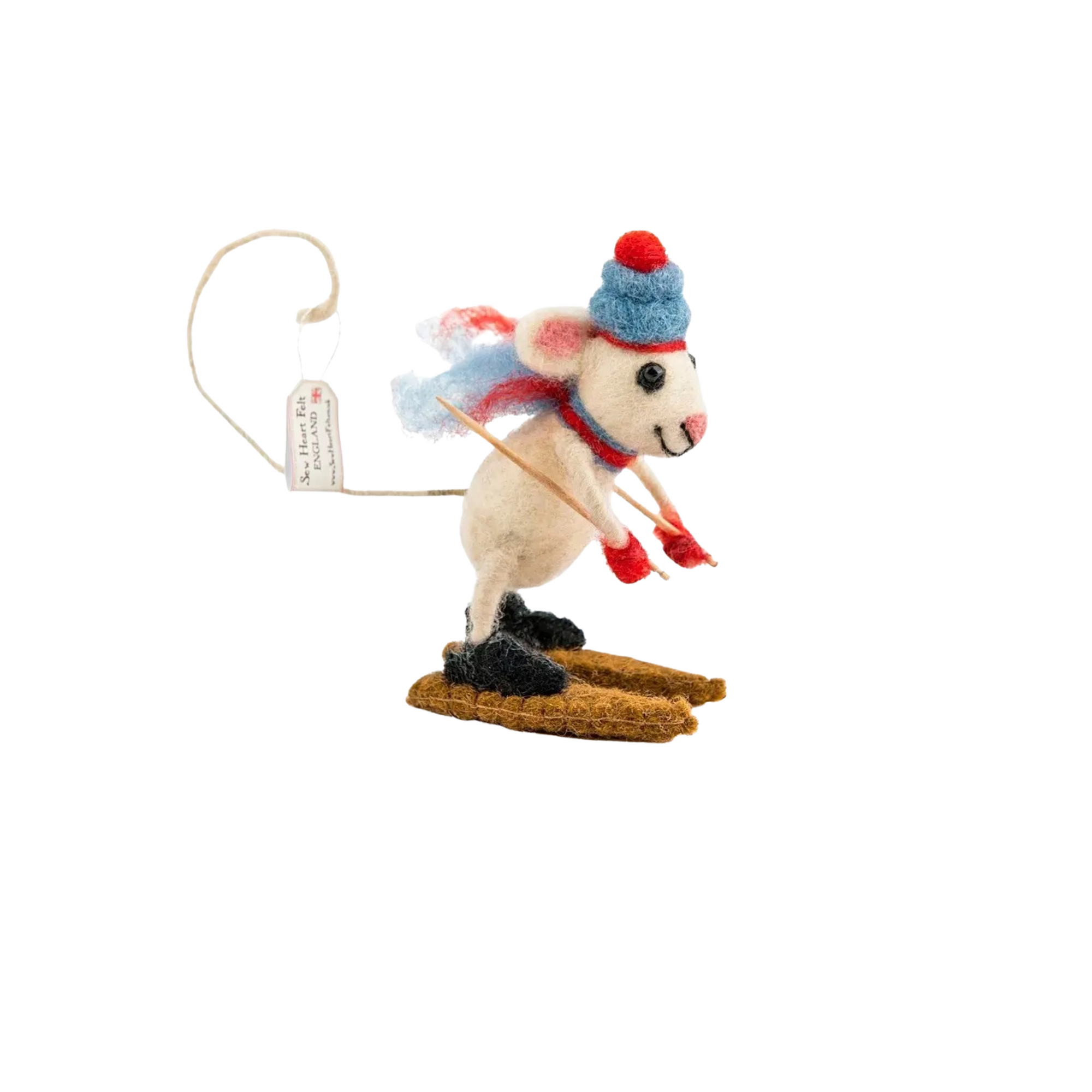 Felted Skiing Mouse Miniature