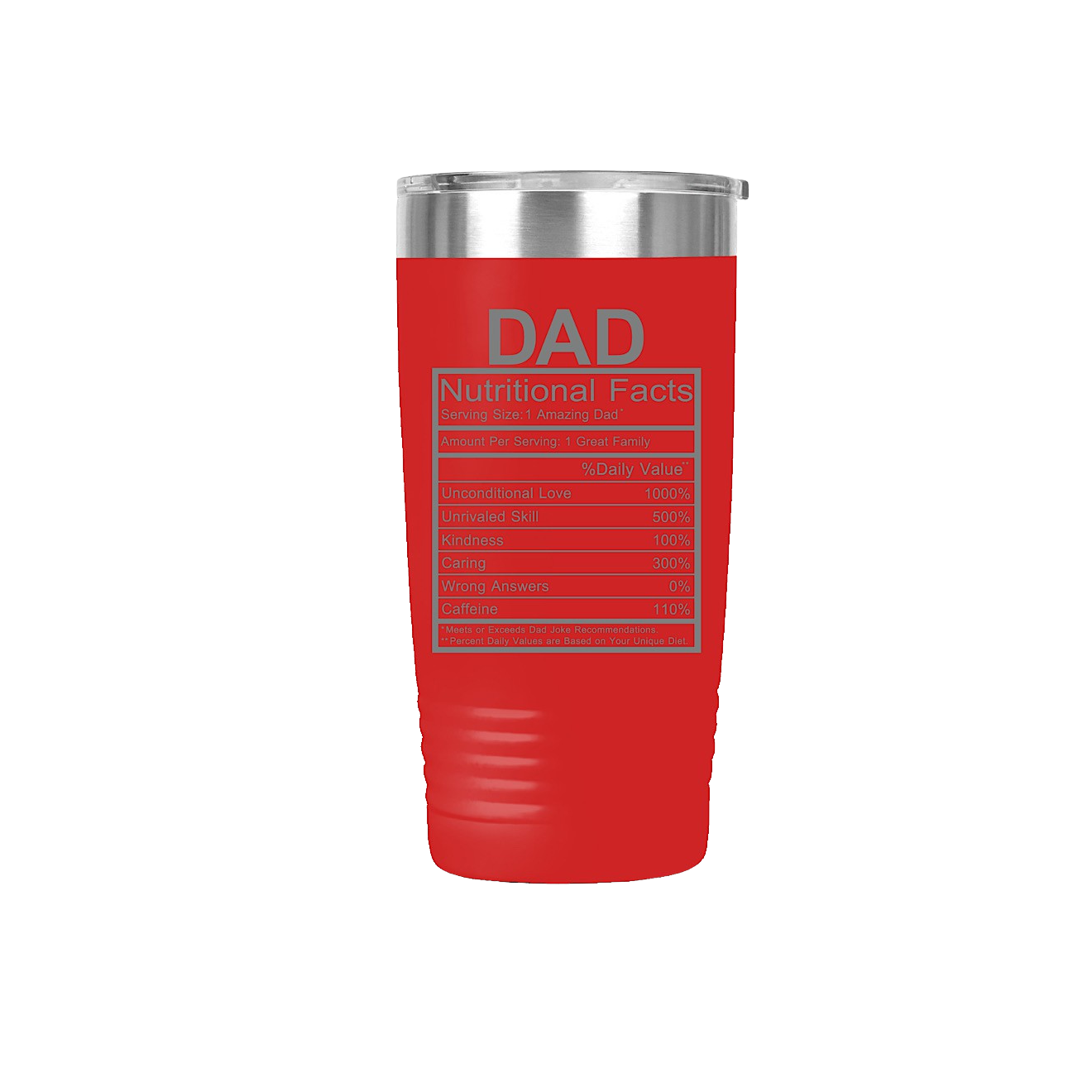 Dad Nutritional Fact Red Tumbler