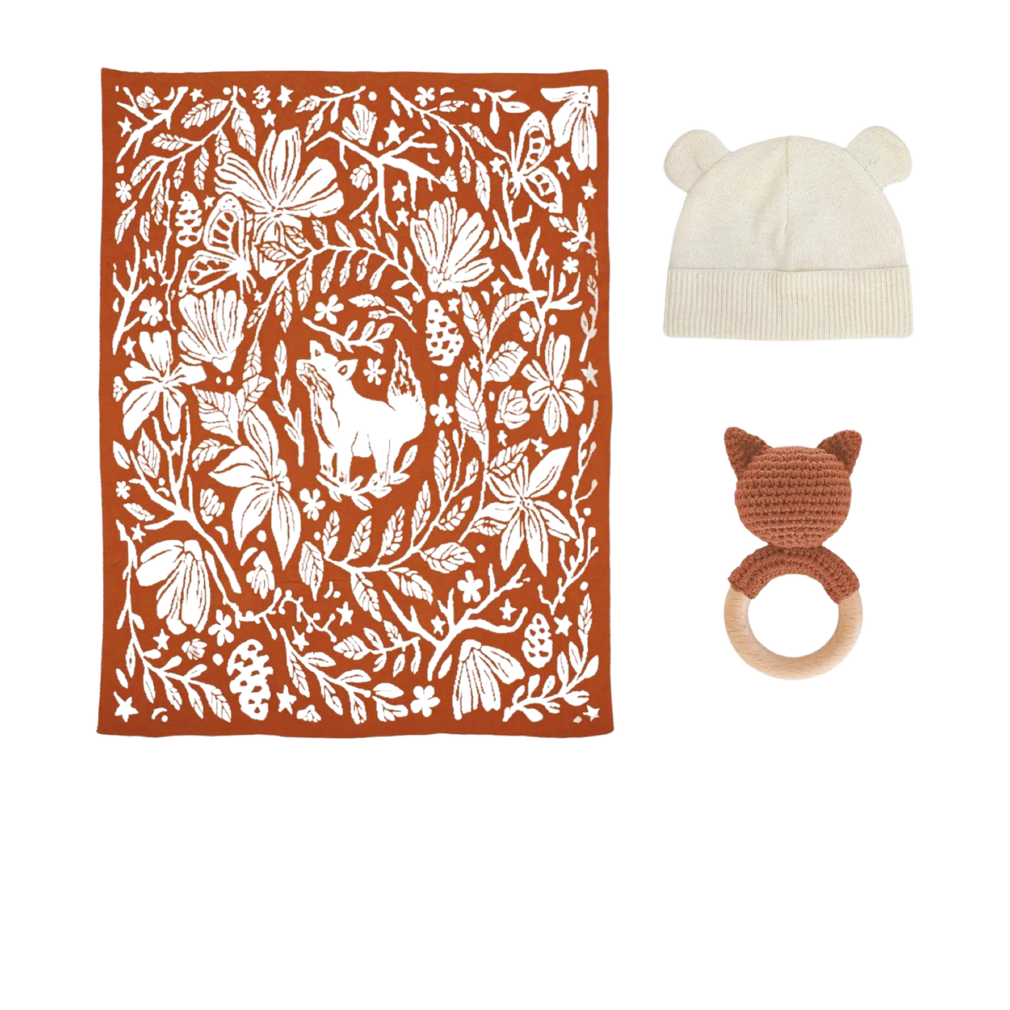 Fox Baby Blanket Gift Set