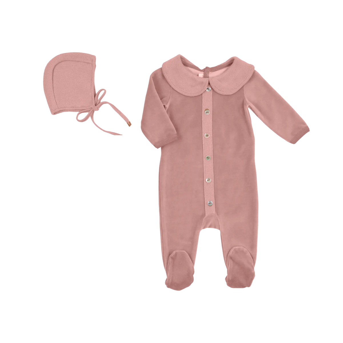 Fit For Knit Footie And Hat Set Rose Tan