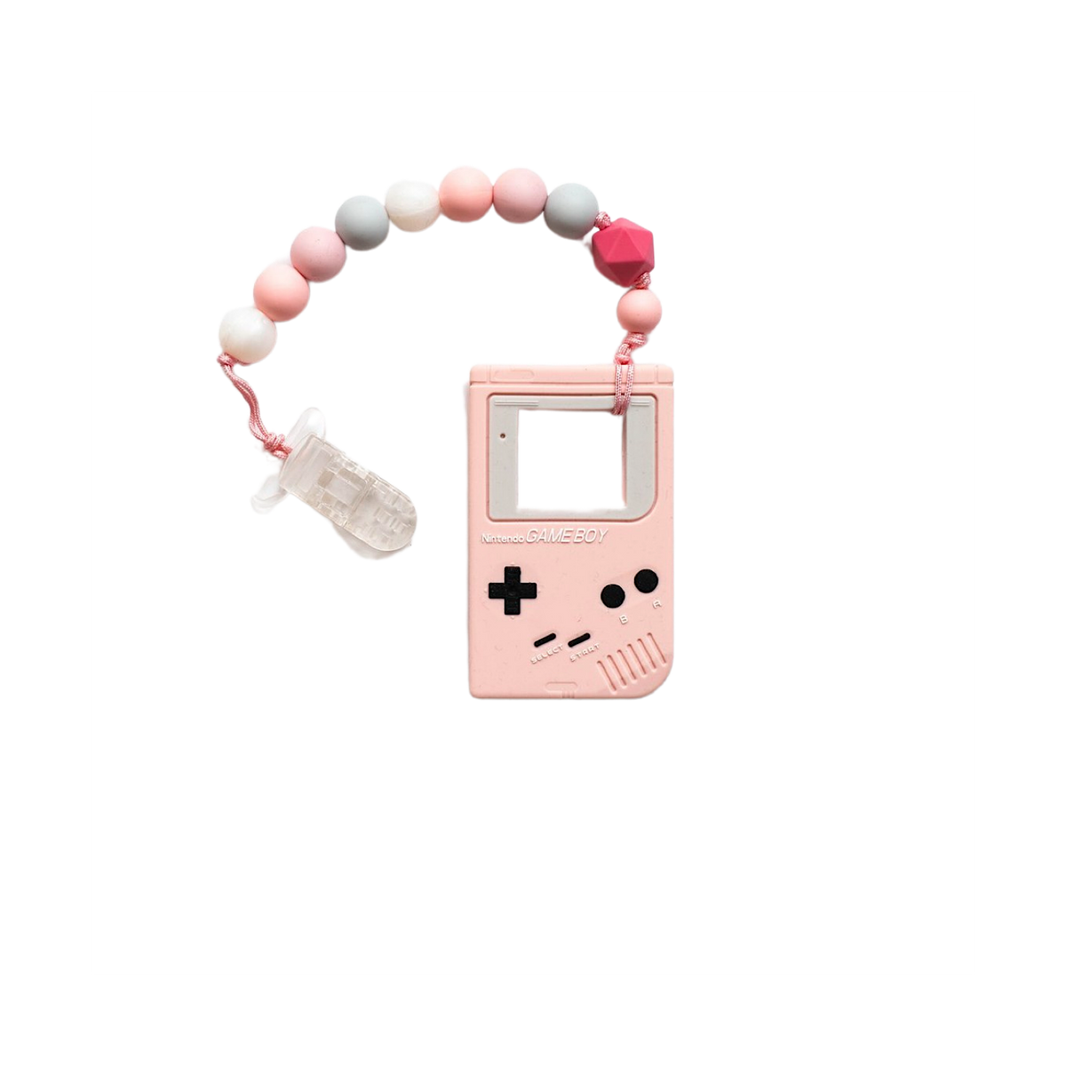 Gameboy Silicone Teether With Clip