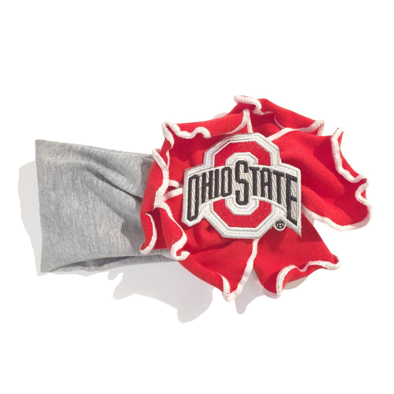 Wee Ones OSU Ohio State University Red Grey Ruffle Headband Accessory Girl Baby Tadpoles & Tiddlers Cleveland Bath Akron Ohio