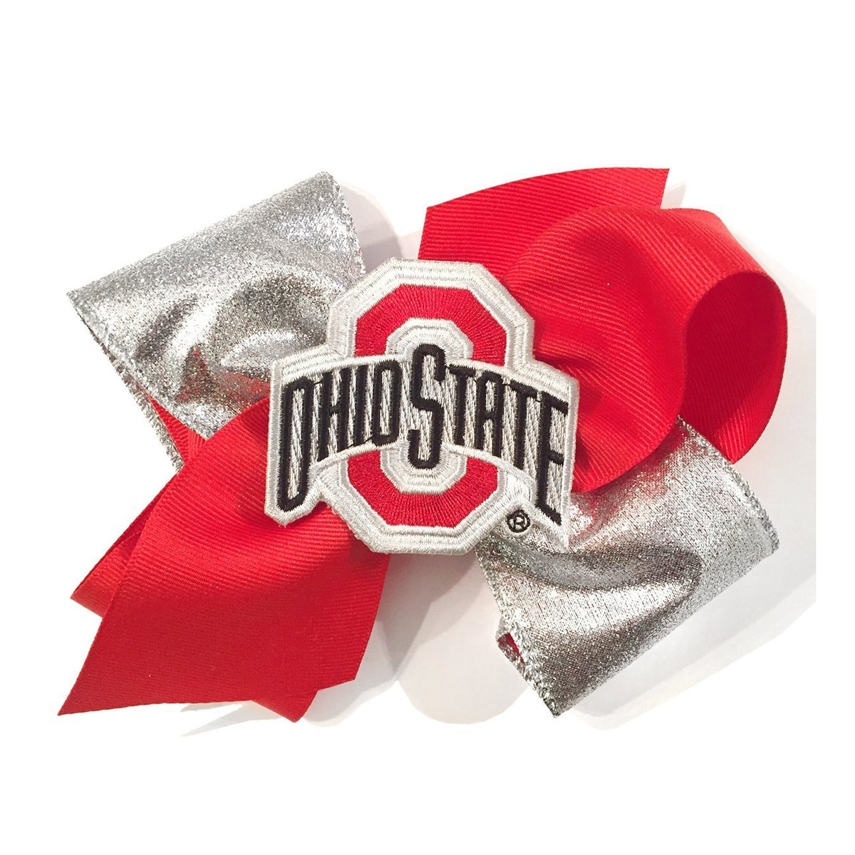 OSU Ohio State University Buckeyes Red Silver Glitter Football Baby Girl Tadpoles &amp; Tiddlers Akron Bath Cleveland Ohio