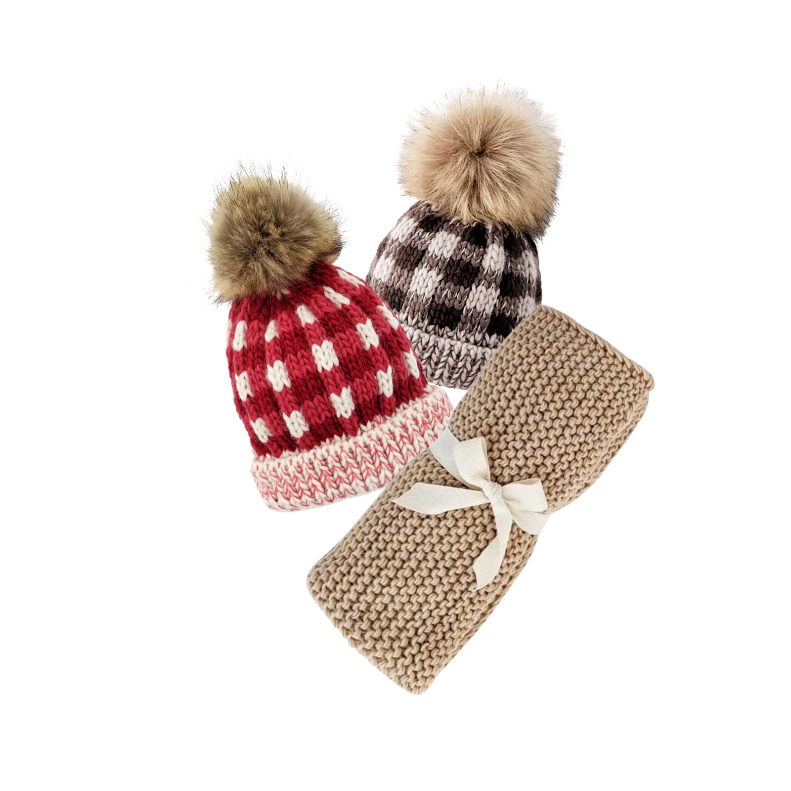 Latte Garter Stick Knit Blanket