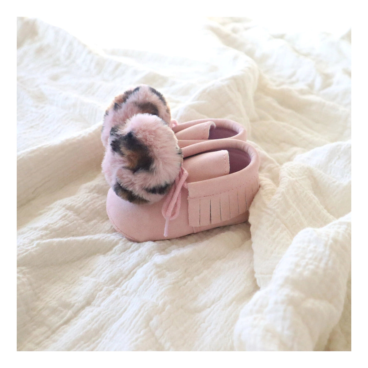 Leopard Print Pom Pom Moccasin Bootie