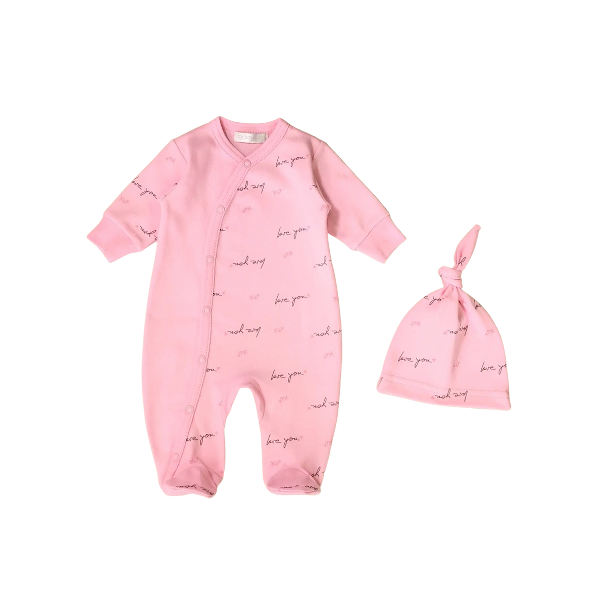 Love You Preemie Footie + Top Knot Hat