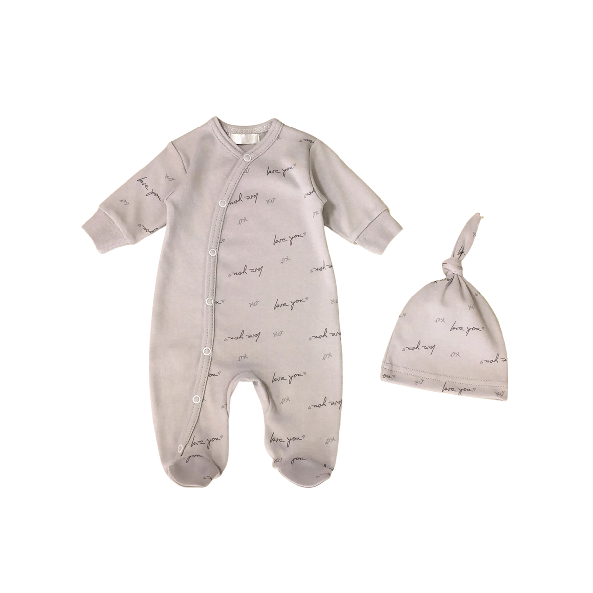 Love You Preemie Footie + Top Knot Hat