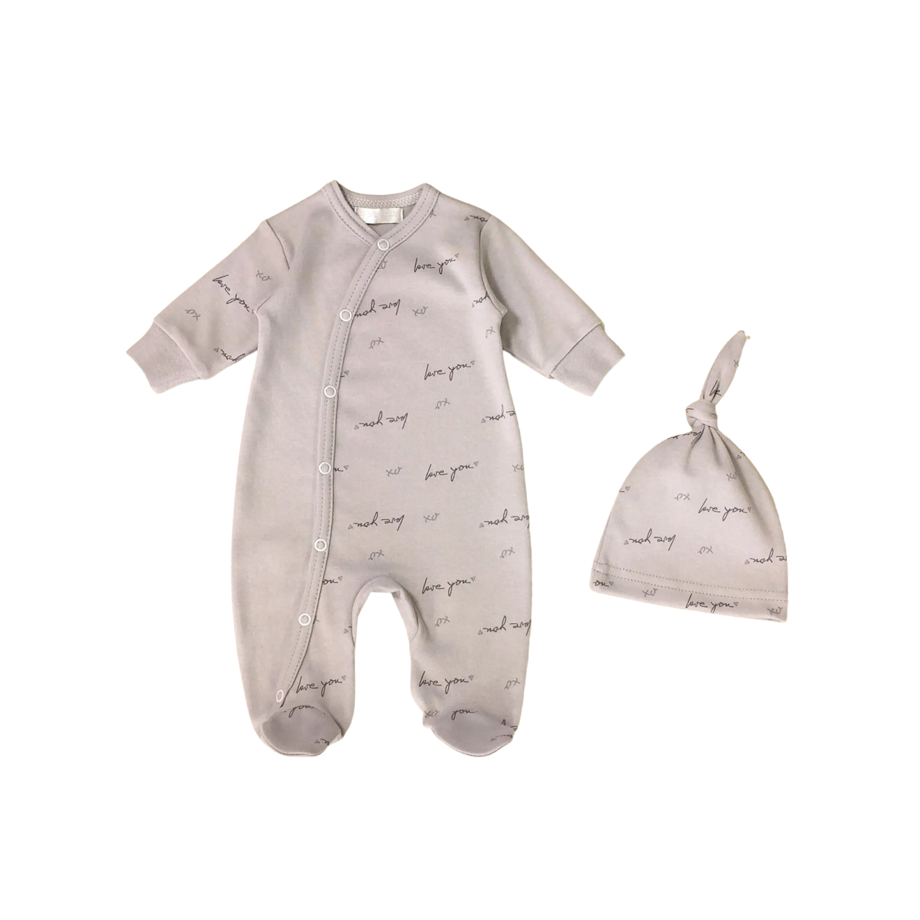 Love You Preemie Footie + Top Knot Hat