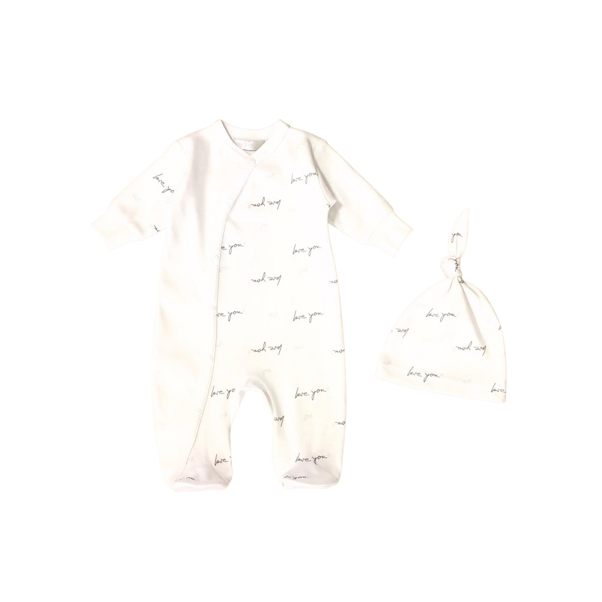 Love You Preemie Footie + Top Knot Hat