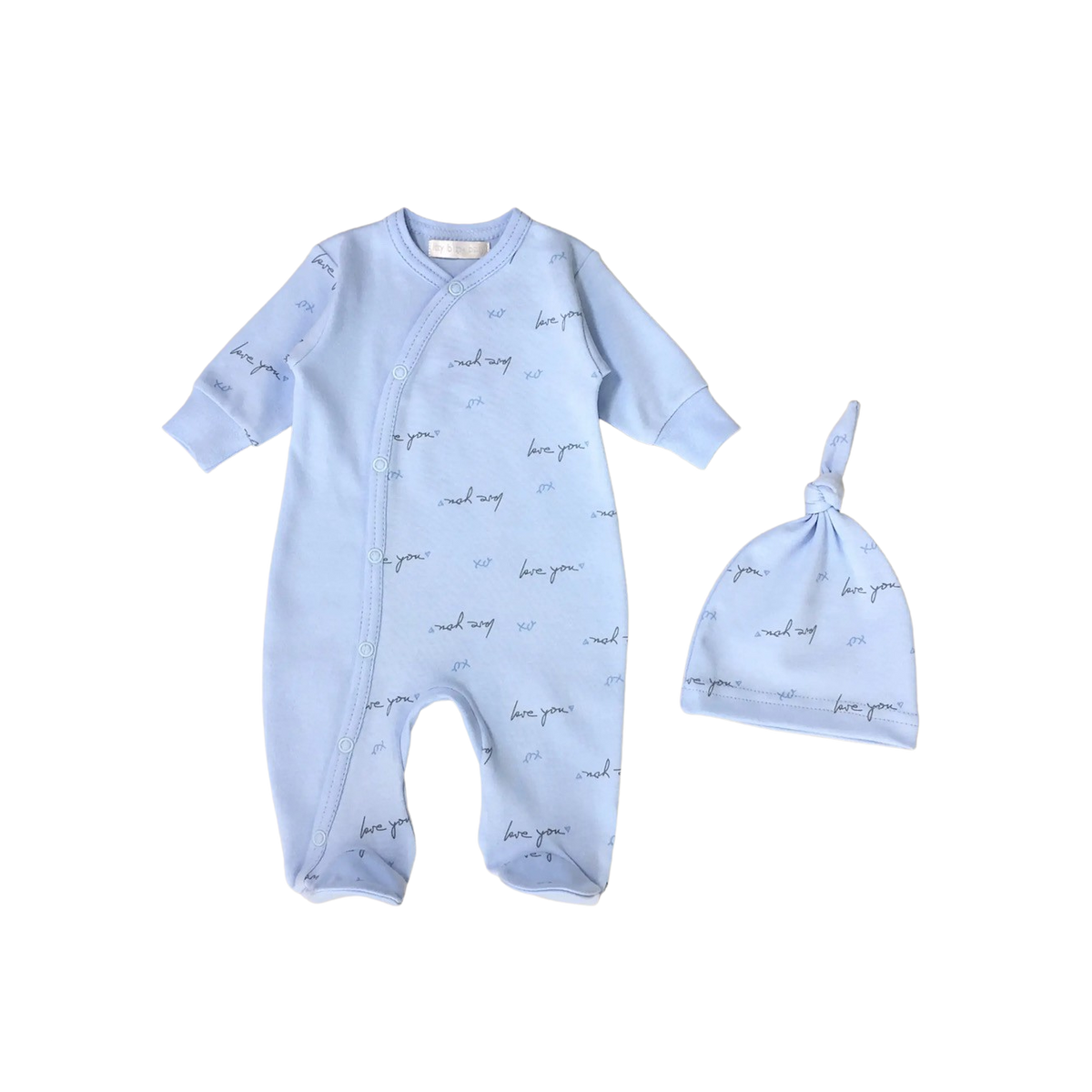 Love You Preemie Footie + Top Knot Hat