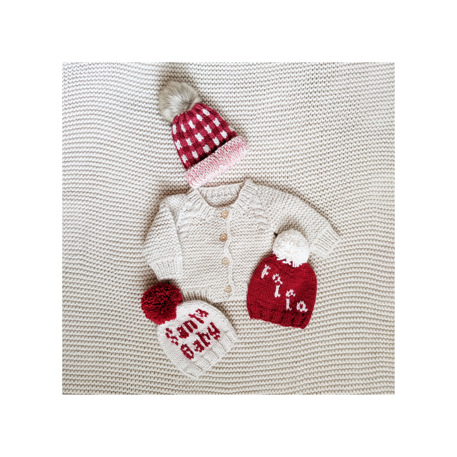 Natural Garter Stitch Knit Blanket