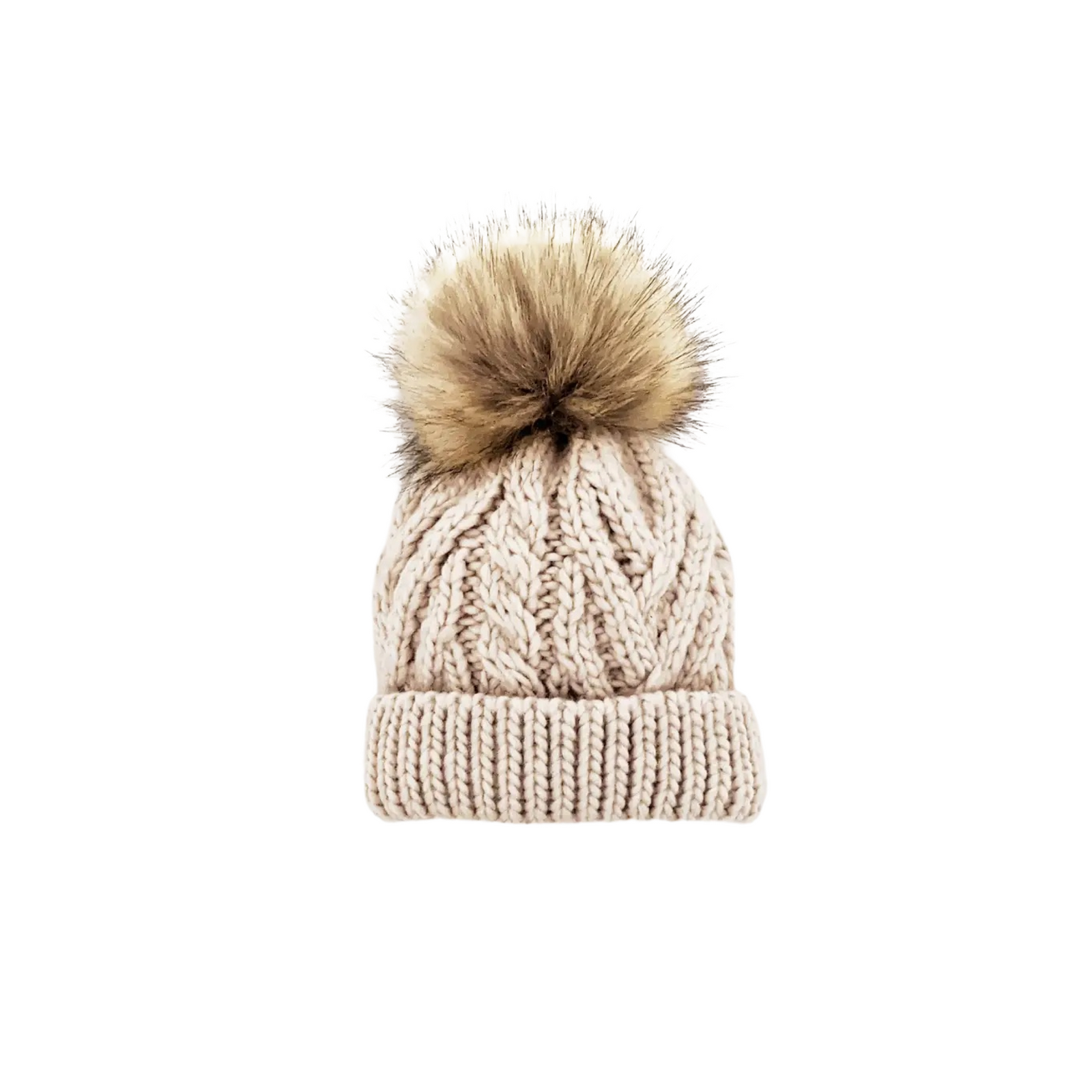 Natural Pom Beanie Hat