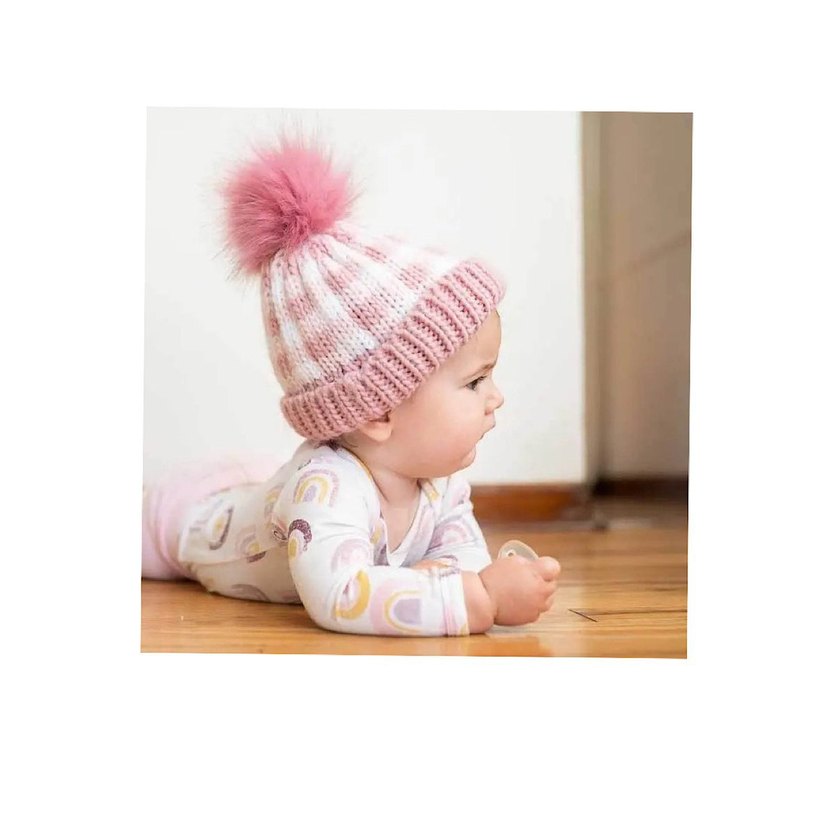 Pink Buffalo Check Pom Pom Hat