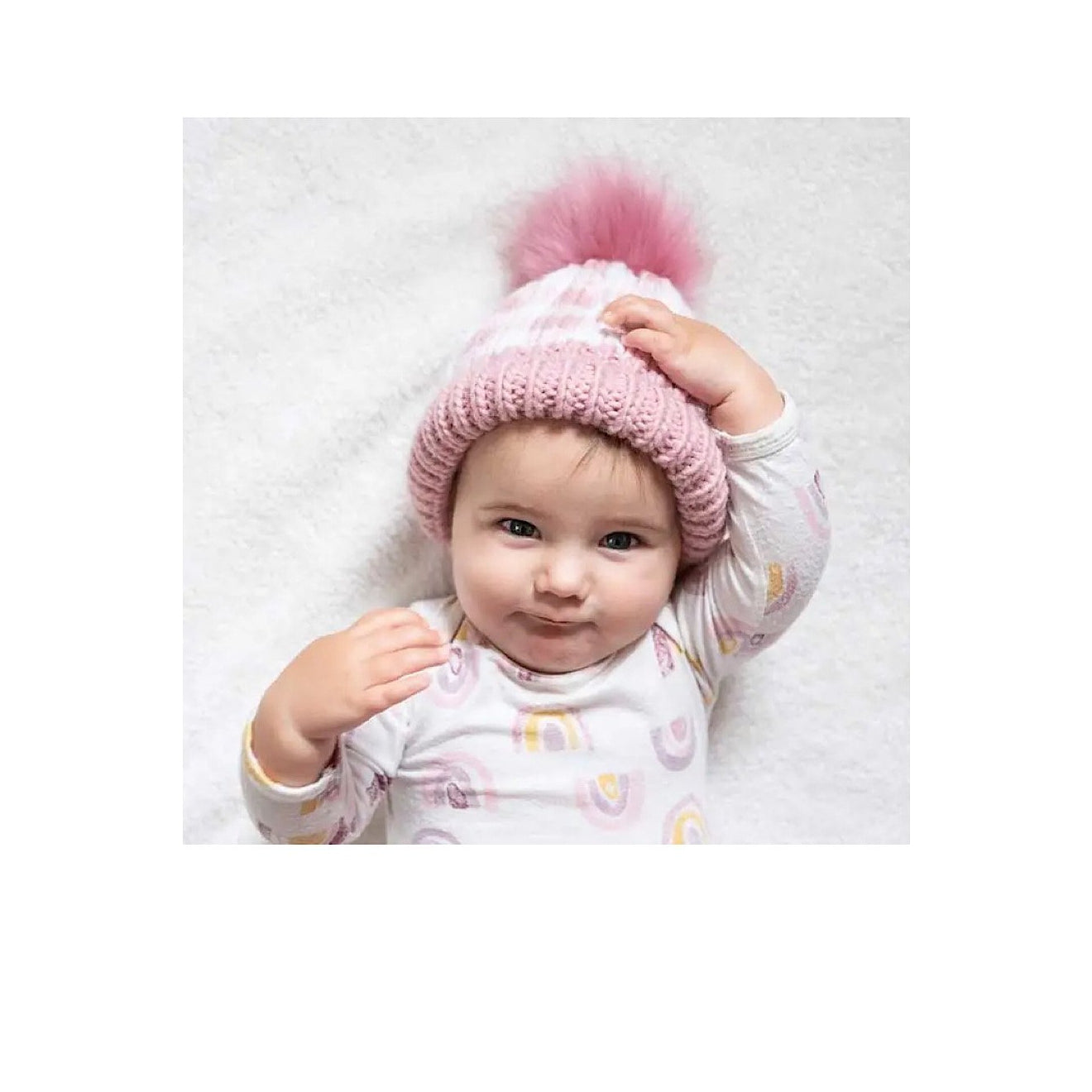 Pink Buffalo Check Pom Pom Hat