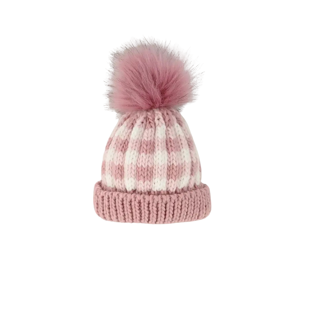 Pink Buffalo Check Pom Pom Hat