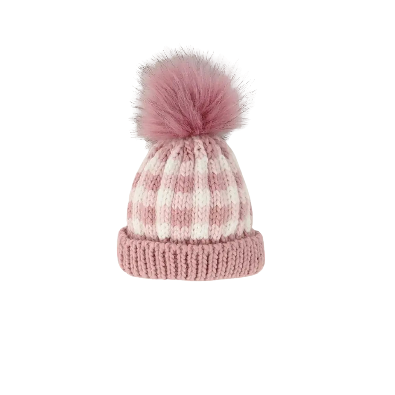 Pink Buffalo Check Pom Pom Hat