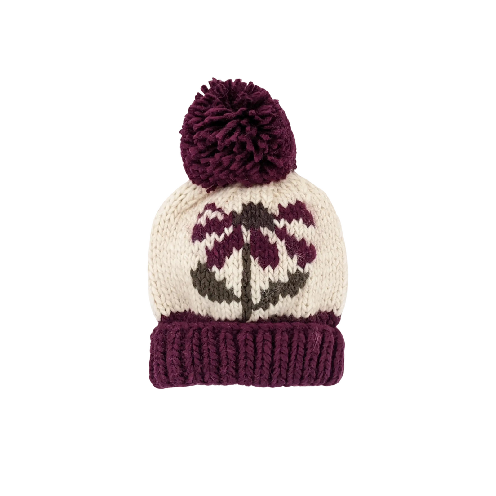 Plum Coneflower Han Knit Beanie Hat