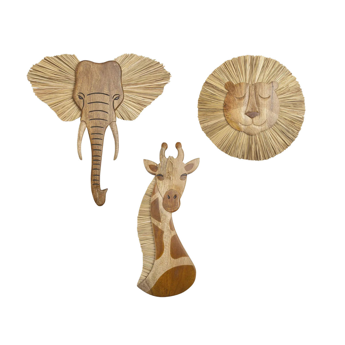 Wooden Safari Animal Wall Decor
